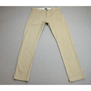 J Crew Pants Mens 34 x 34 Beige Cotton Blend Stretch Slim Flex Chino Flat Front